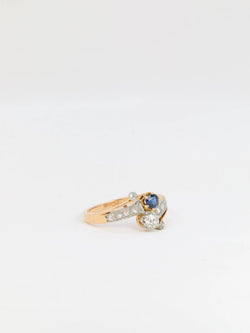 Bague Toi et Moi or jaune saphir et diamants - Castafiore