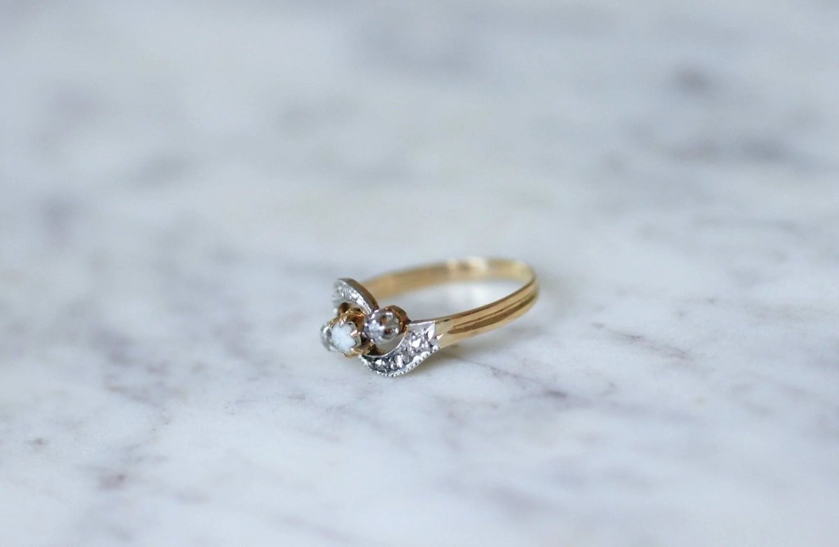 Bague Toi et Moi perle et diamants - Castafiore