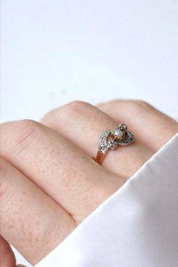 Bague Toi et Moi perle et diamants - Castafiore