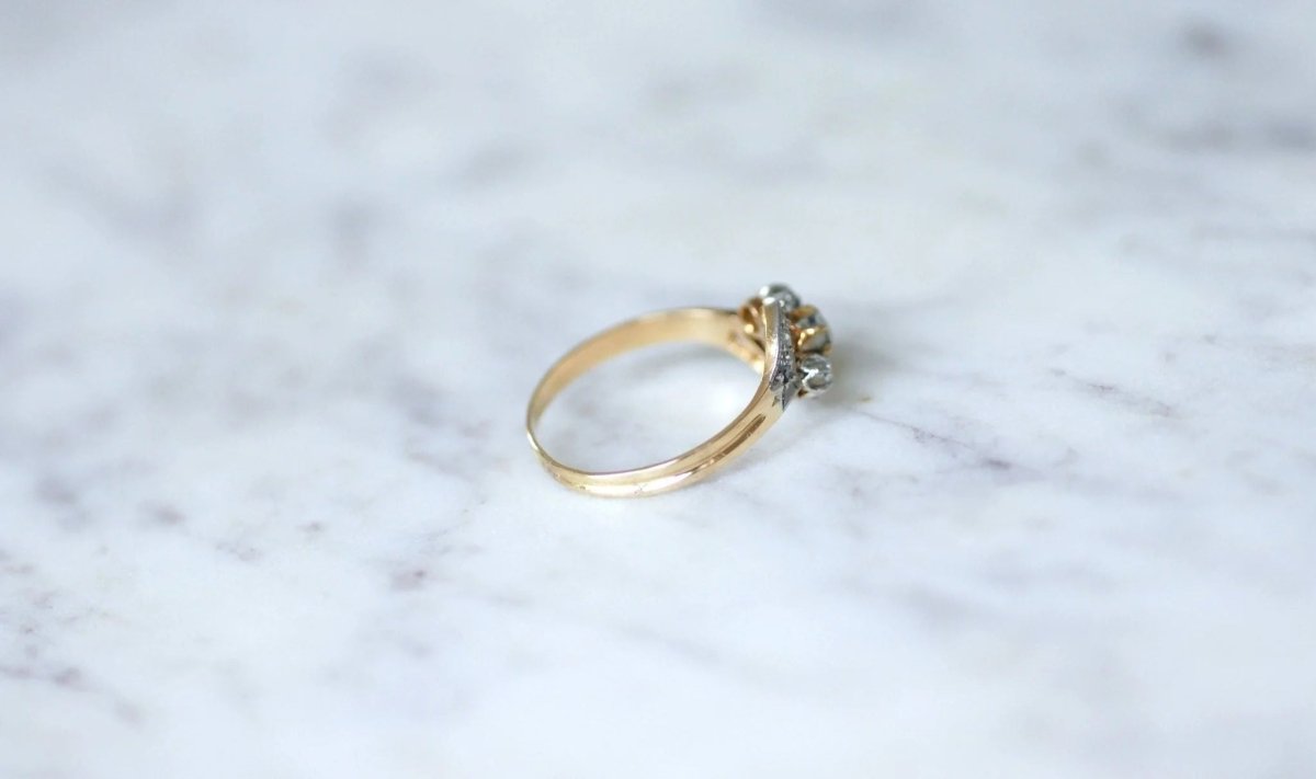 Bague Toi et Moi perle et diamants - Castafiore