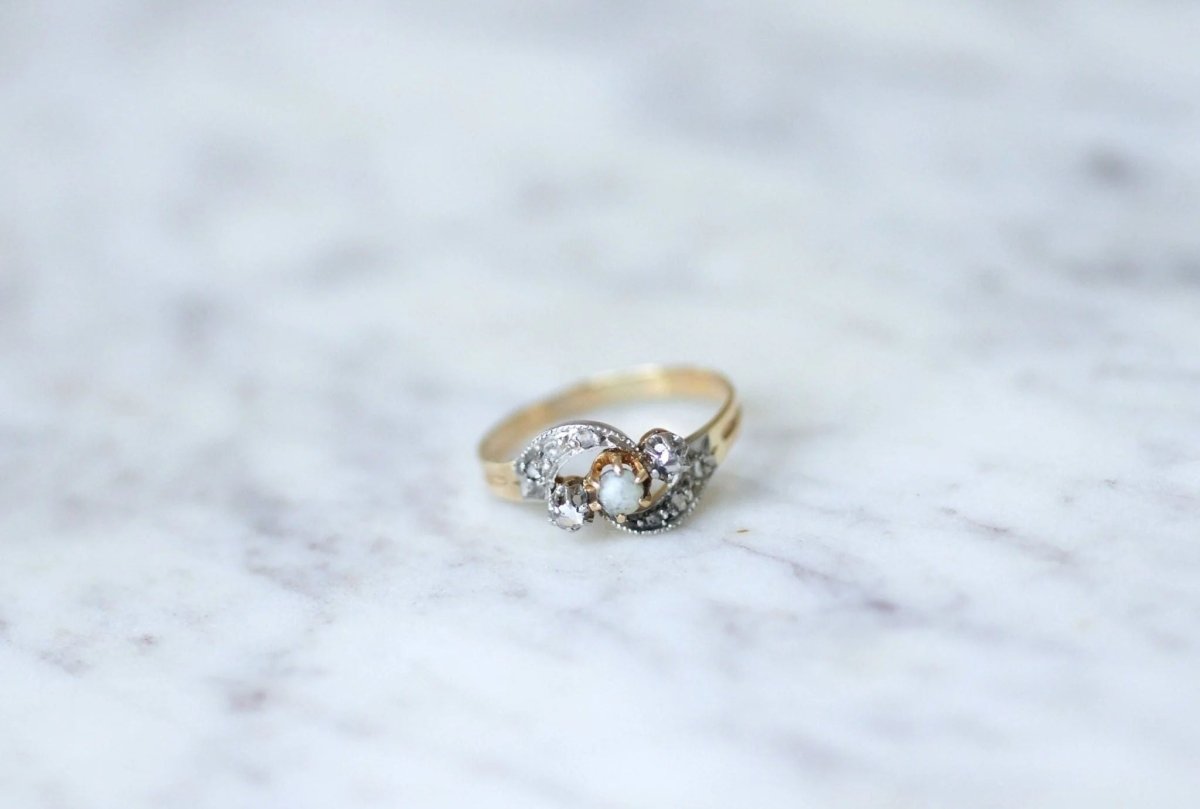 Bague Toi et Moi perle et diamants - Castafiore