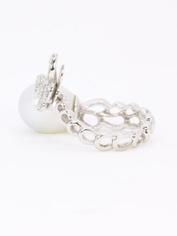 Bague toi et moi Perle & Papillon or blanc diamants - Castafiore