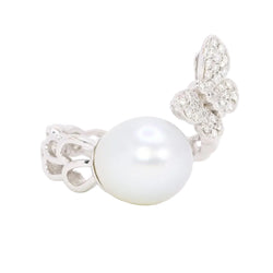 Bague toi et moi Perle & Papillon or blanc diamants - Castafiore