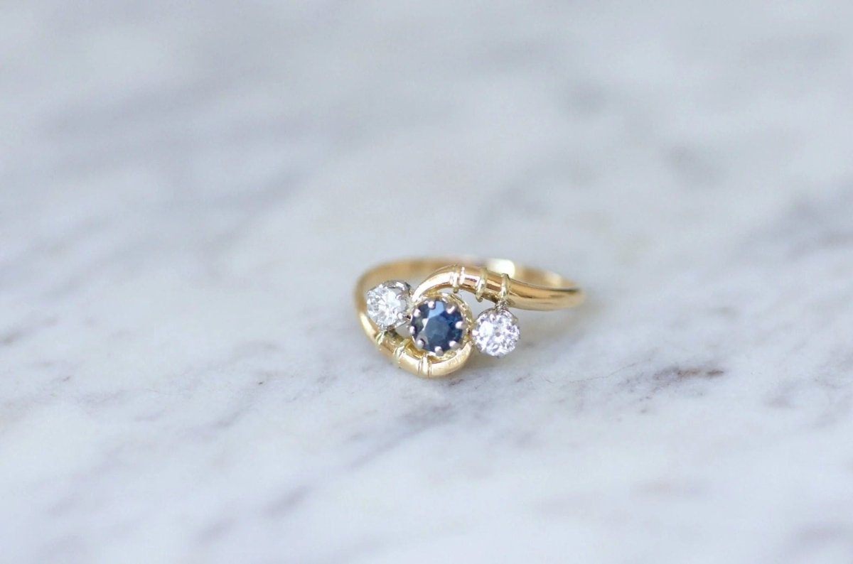 Bague toi et moi saphir, et diamants - Castafiore