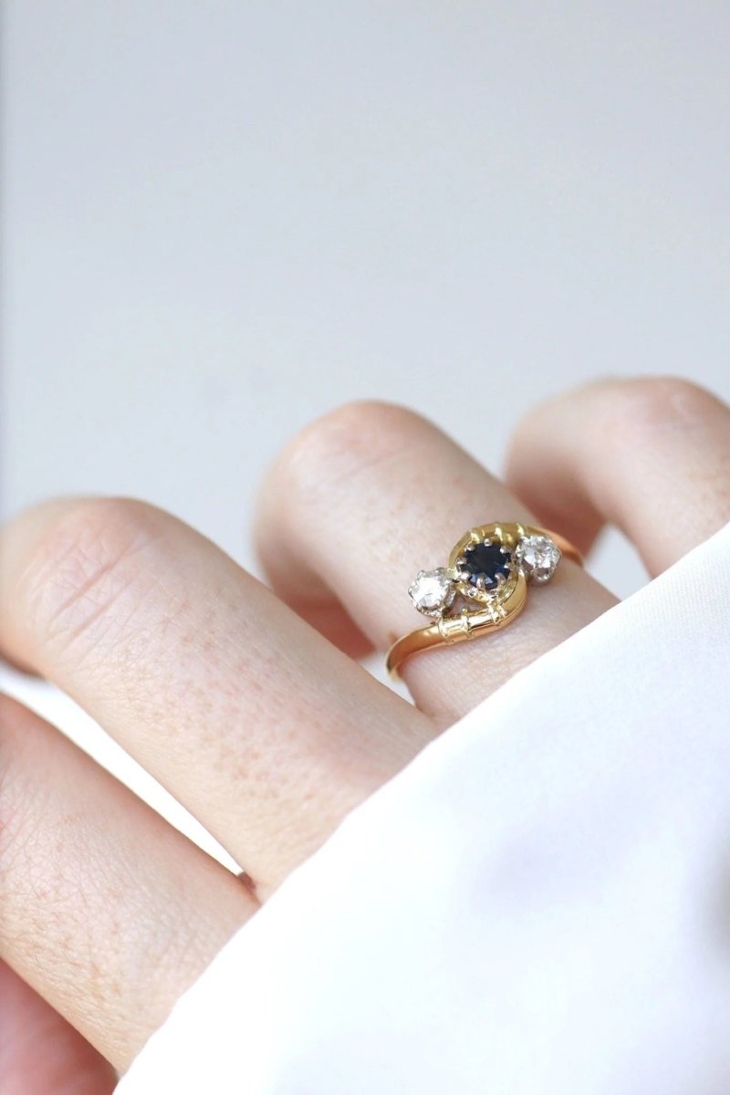 Bague toi et moi saphir, et diamants - Castafiore