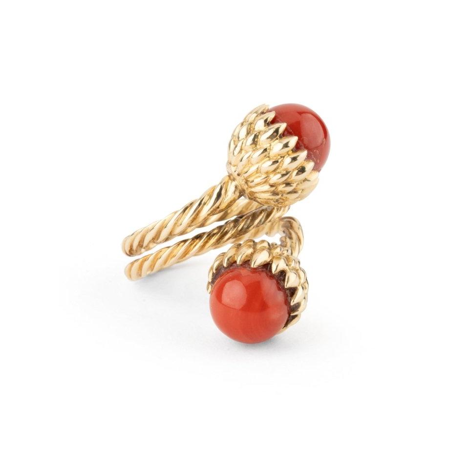 Bague Toi et Moi TIFFANY & CO. x JEAN SCHLUMBERGER en or jaune et corail - Castafiore