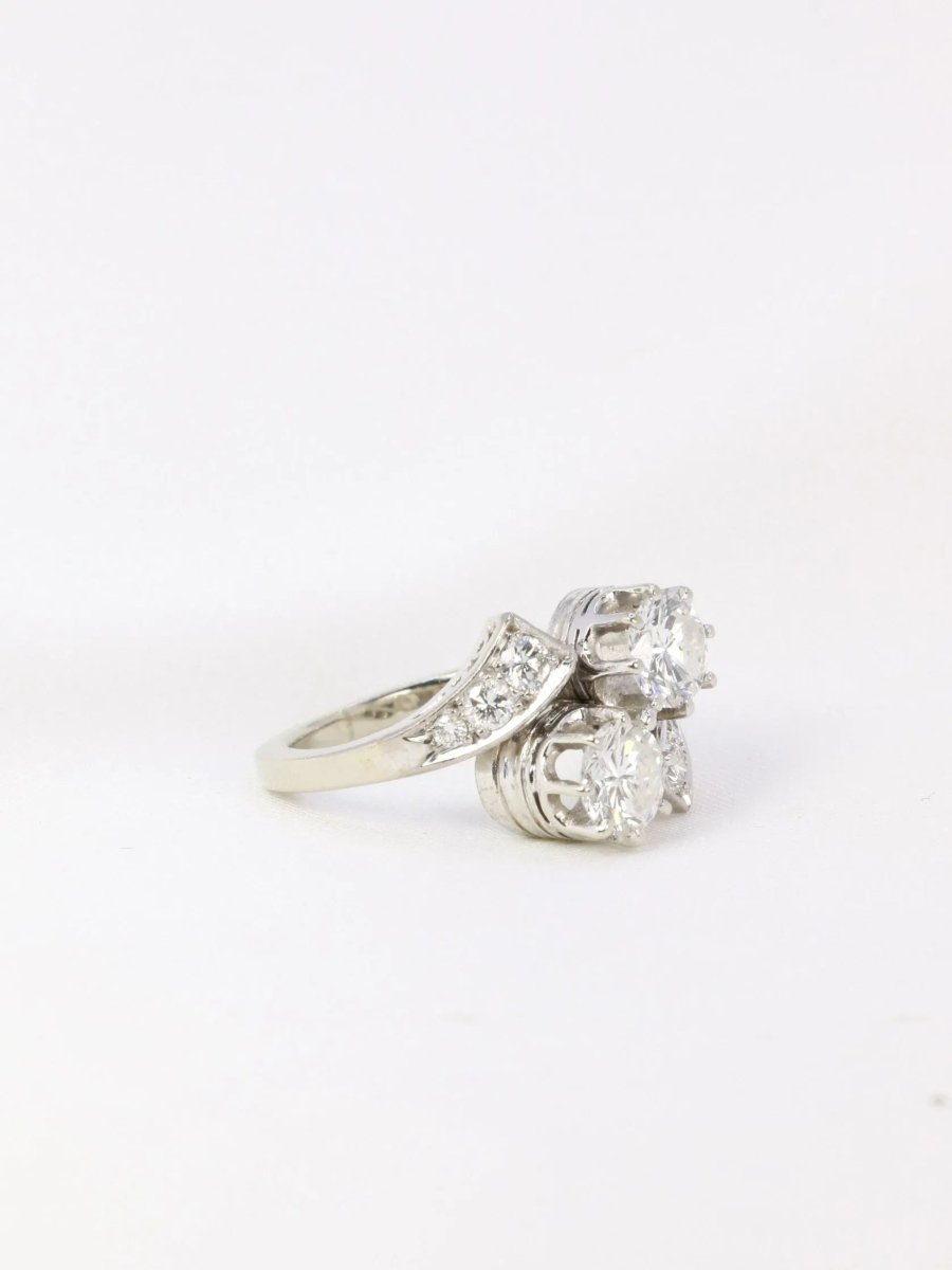 Bague toi et moi vintage en or et diamants 1.6 ct - Castafiore