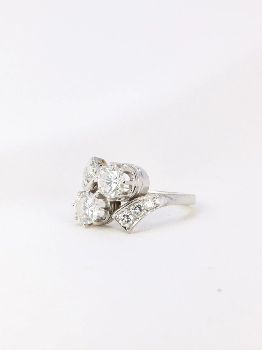 Bague toi et moi vintage en or et diamants 1.6 ct - Castafiore