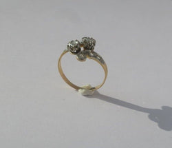 Bague Toi et Moi XIXe Volutes Diamants or et platine - Castafiore