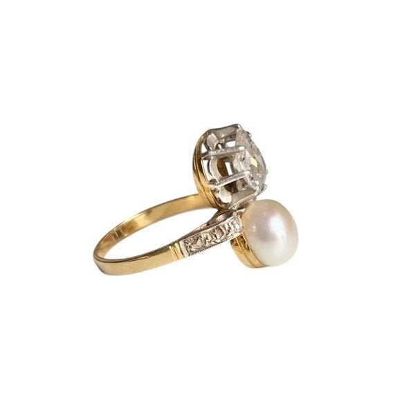 Bague Toi & Moi Belle Epoque en or jaune 18k et platine - Castafiore