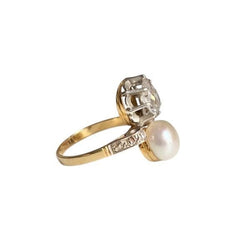 Bague Toi & Moi Belle Epoque en or jaune 18k et platine - Castafiore