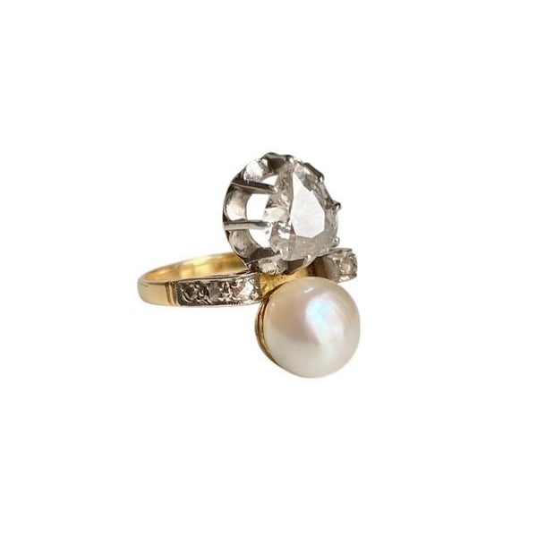 Bague Toi & Moi Belle Epoque en or jaune 18k et platine - Castafiore