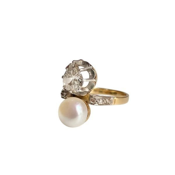 Bague Toi & Moi Belle Epoque en or jaune 18k et platine - Castafiore