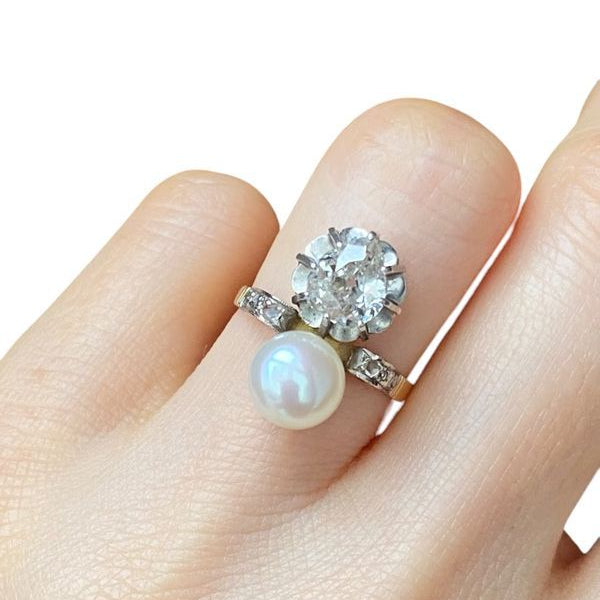 Bague Toi & Moi Belle Epoque en or jaune 18k et platine - Castafiore