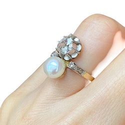 Bague Toi & Moi Belle Epoque en or jaune 18k et platine - Castafiore