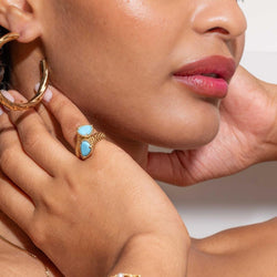 Bague Toi & Moi BOUCHERON "Serpent Bohème" en or jaune et turquoises - Castafiore