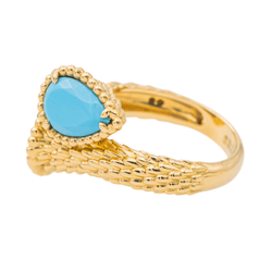 Bague Toi & Moi BOUCHERON "Serpent Bohème" en or jaune et turquoises - Castafiore