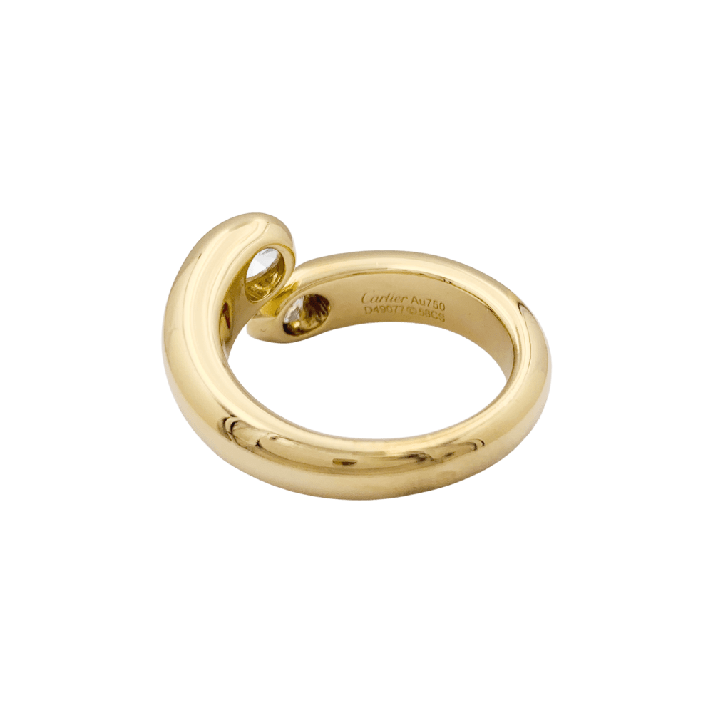 Bague Toi & Moi CARTIER "Ellipse Deux Têtes Croisées" en or jaune et diamants - Castafiore