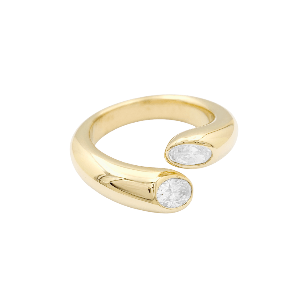 Bague Toi & Moi CARTIER "Ellipse Deux Têtes Croisées" en or jaune et diamants - Castafiore