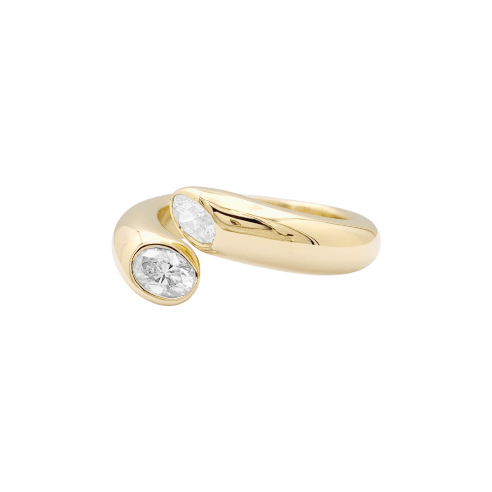 Bague Toi & Moi CARTIER "Ellipse Deux Têtes Croisées" en or jaune et diamants - Castafiore