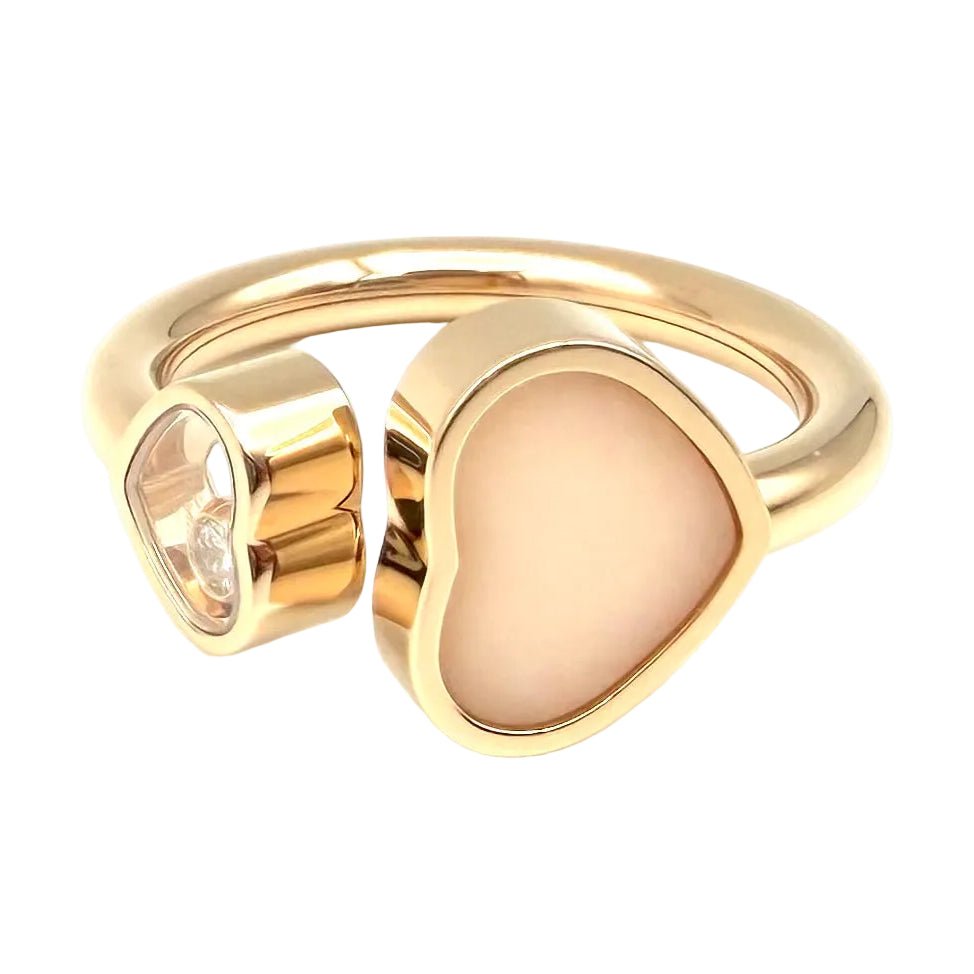 Bague Toi & Moi CHOPARD "Happy Hearts" en or rose, opale et diamant - Castafiore
