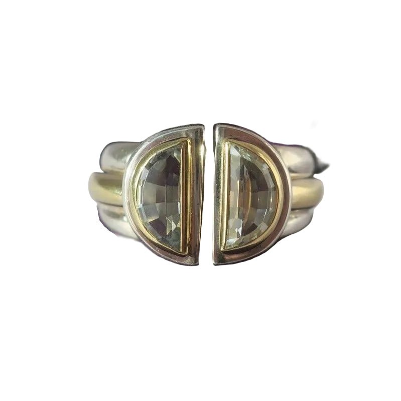 Bague Toi & Moi CHRISTOFLE "Variations" en or jaune, argent et aigues - marines - Castafiore