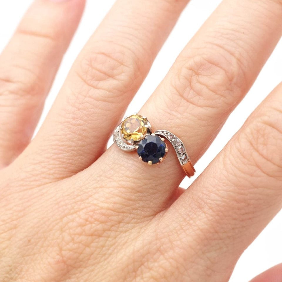 Bague TOI MOI Citrine saphir en or et platine - Castafiore