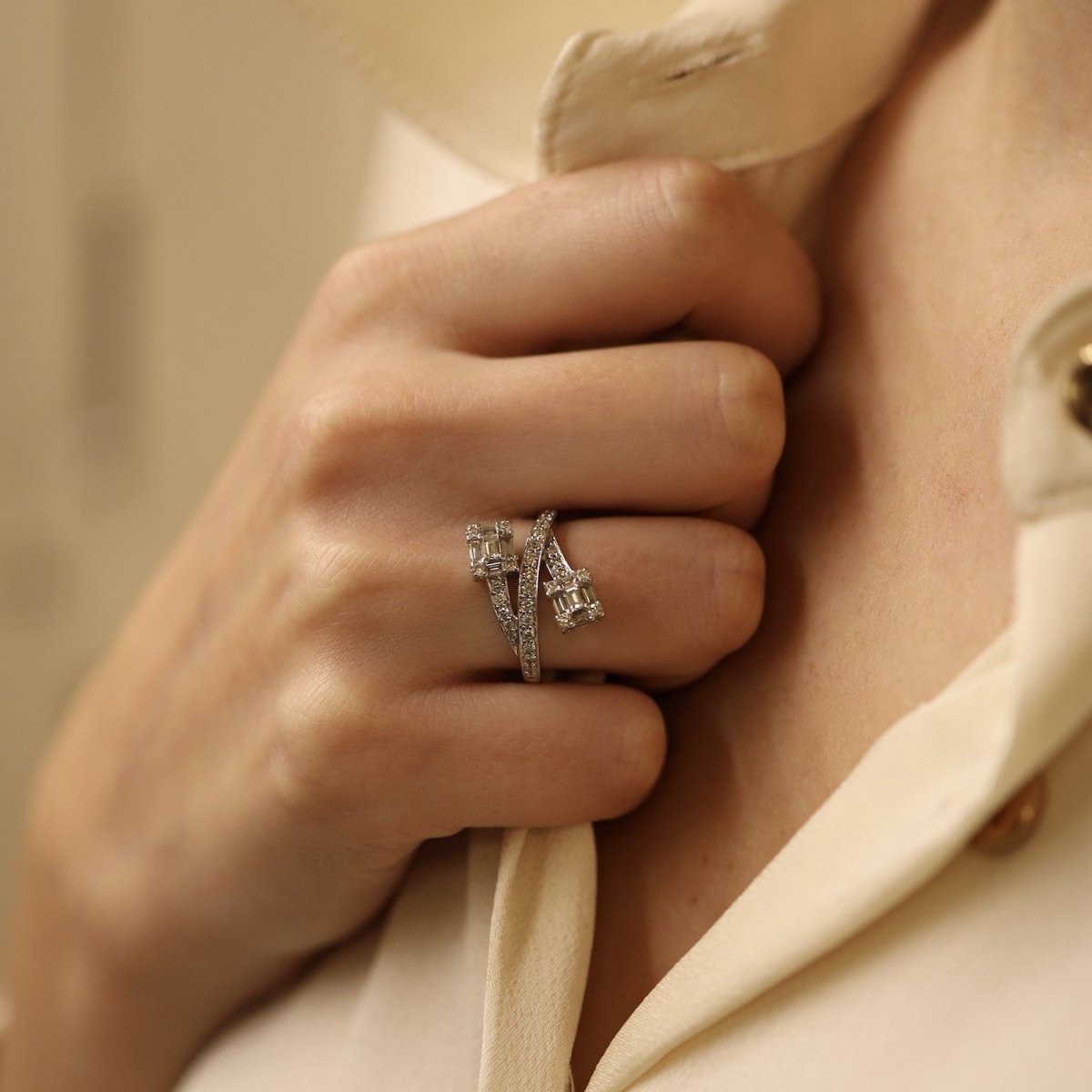 Bague Toi & Moi en or blanc et diamants - Castafiore