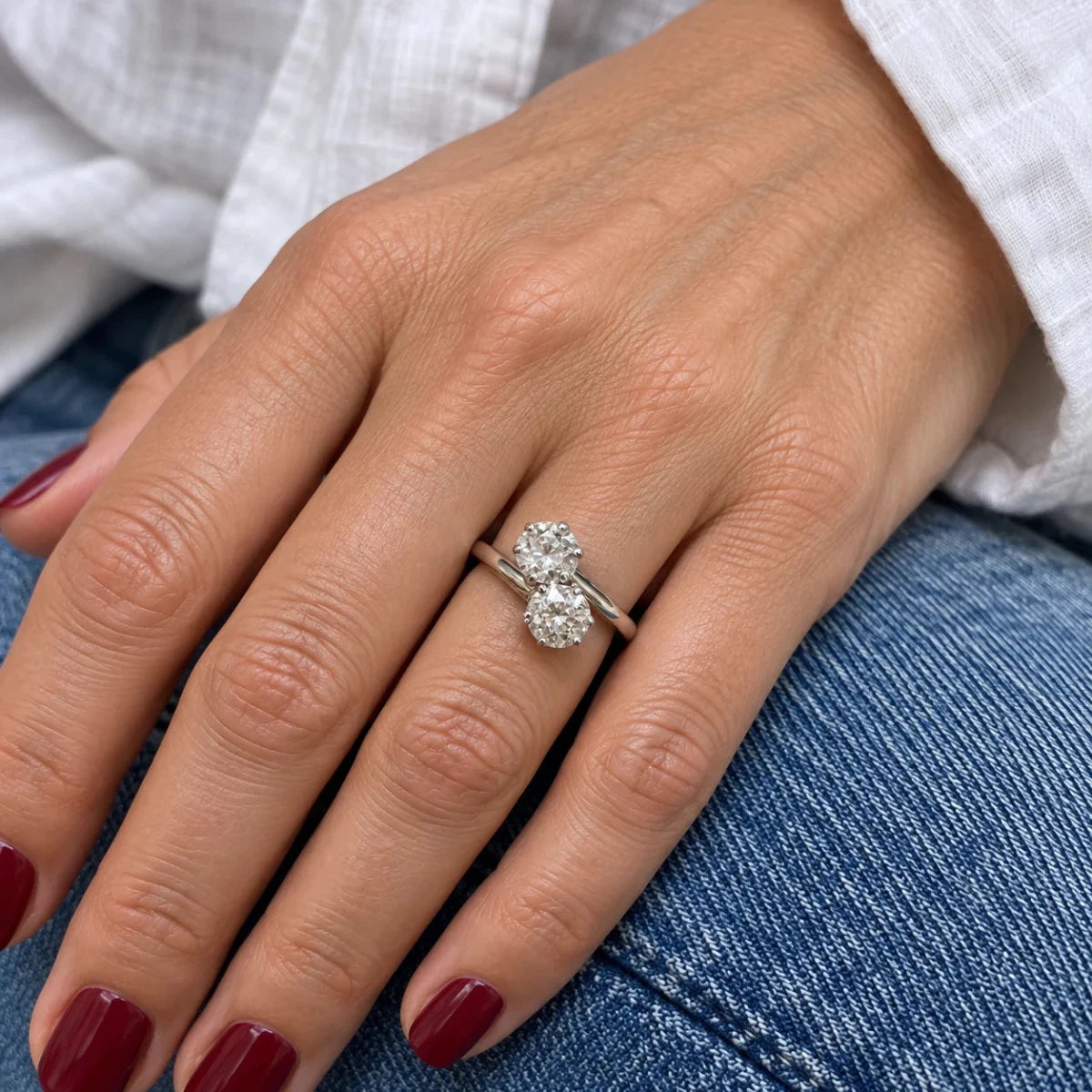 Bague Toi & Moi en or blanc et diamants - Castafiore