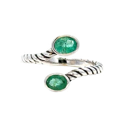 Bague Toi & Moi en or blanc et émeraudes - Castafiore