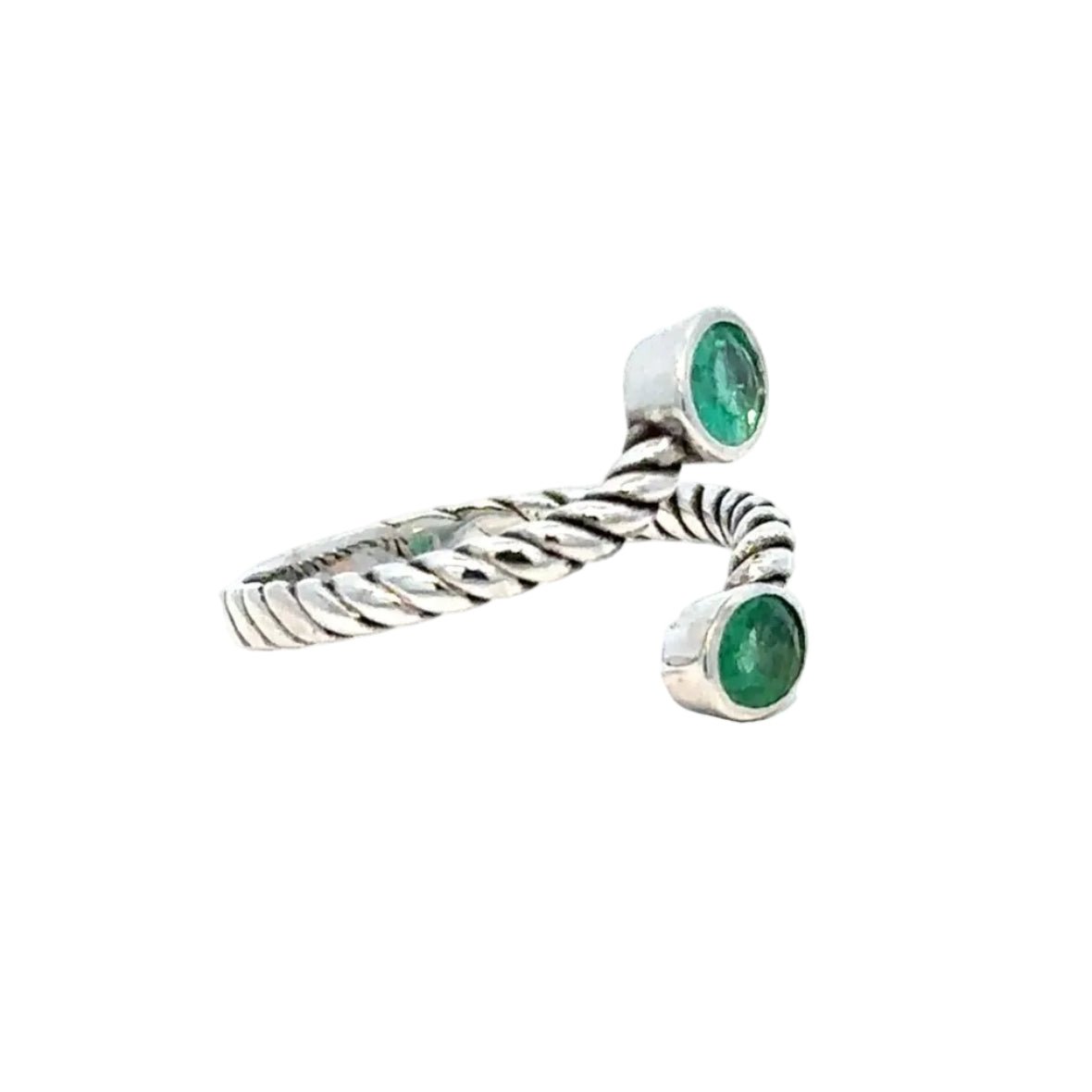 Bague Toi & Moi en or blanc et émeraudes - Castafiore