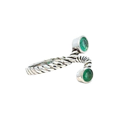 Bague Toi & Moi en or blanc et émeraudes - Castafiore