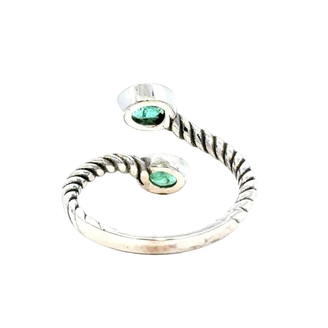 Bague Toi & Moi en or blanc et émeraudes - Castafiore