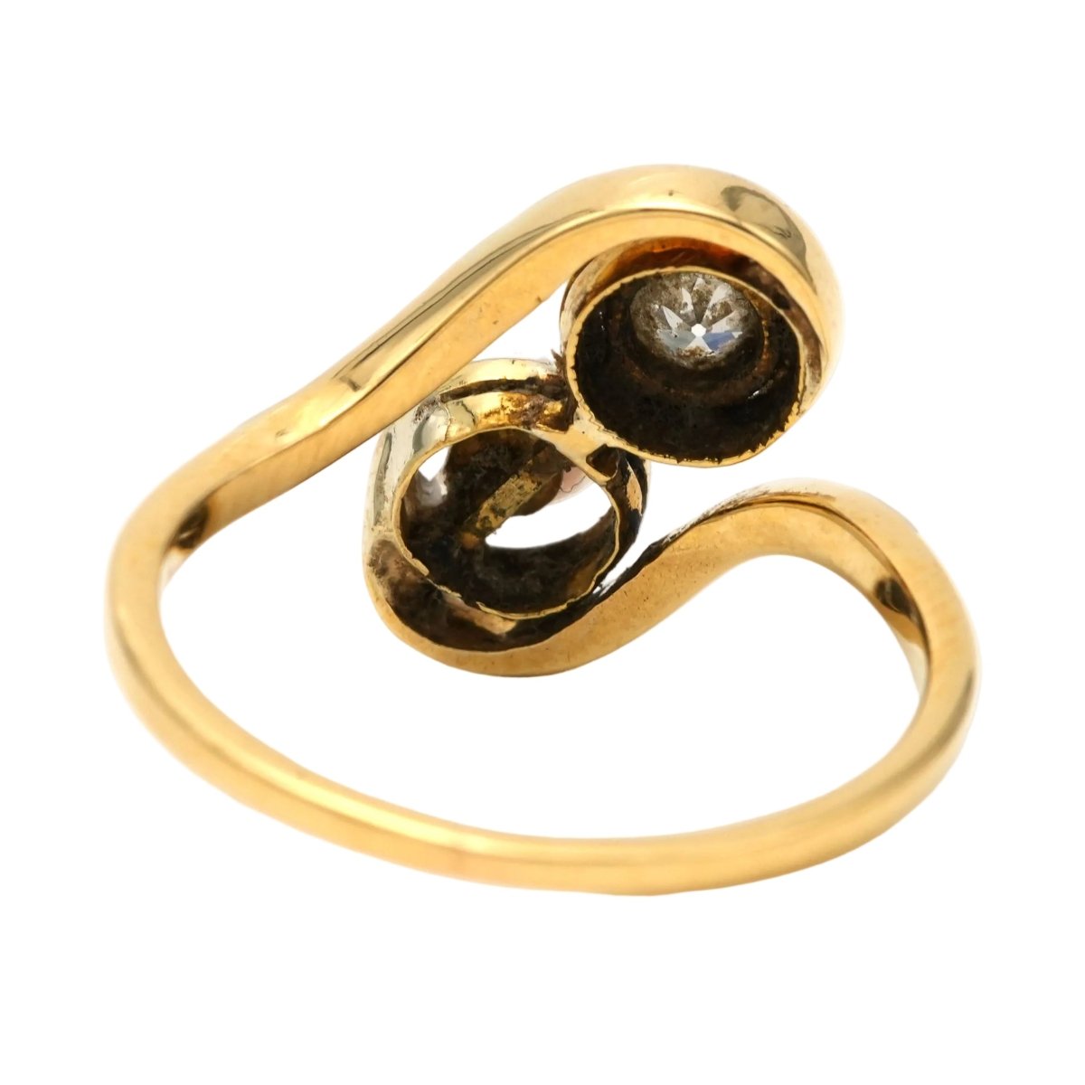 Bague Toi & Moi en or blanc, or jaune, perle et diamants - Castafiore