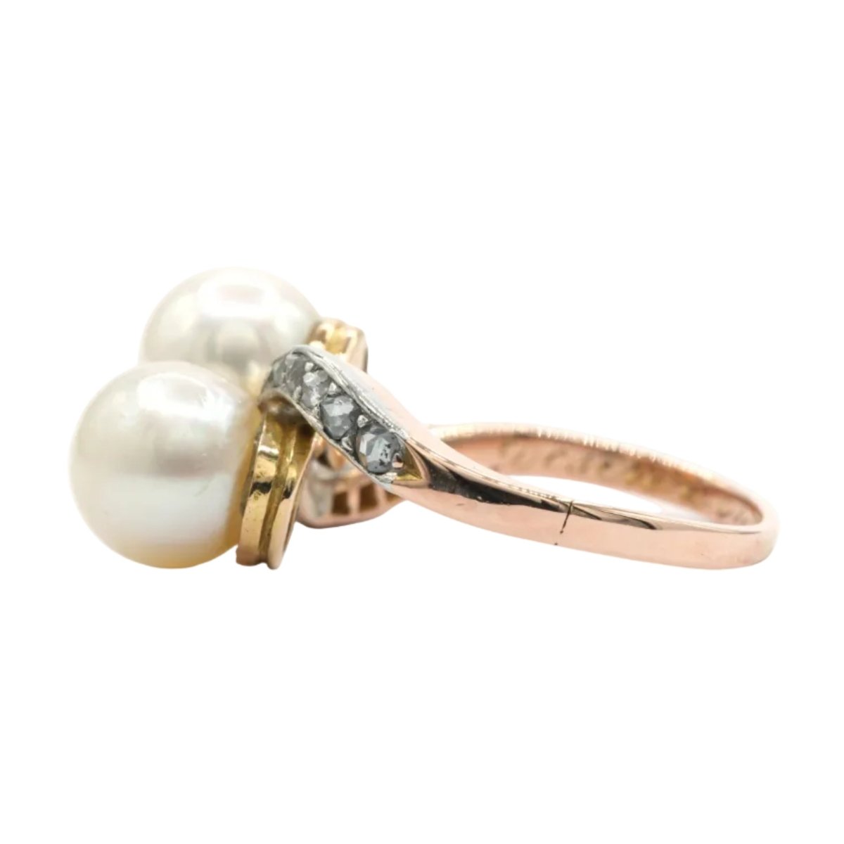 Bague Toi & Moi en or blanc, or jaune, perles et diamants - Castafiore
