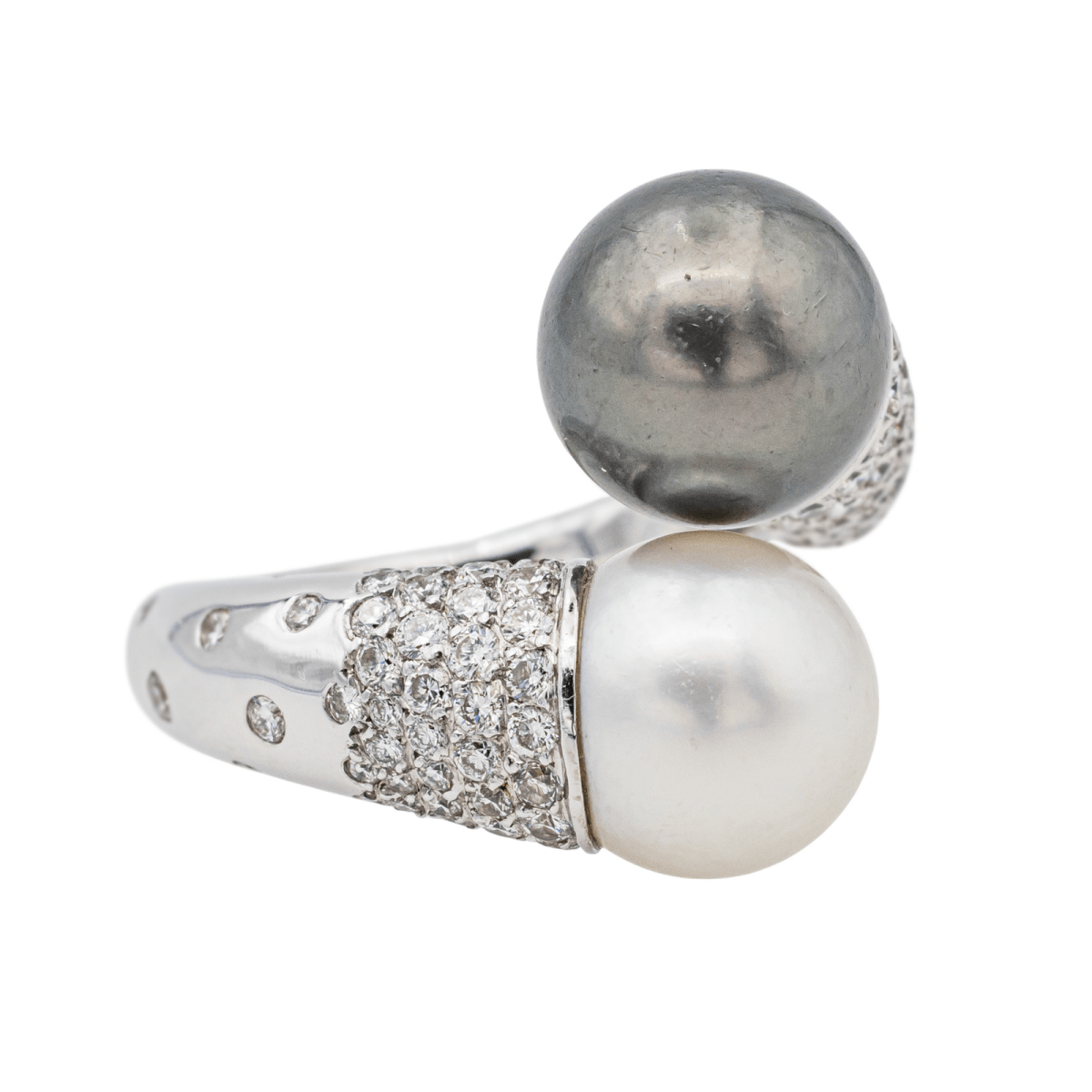 Bague Toi & moi en or blanc, perles et diamants - Castafiore
