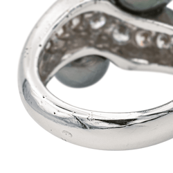 Bague Toi & Moi en or blanc, perles et diamants - Castafiore