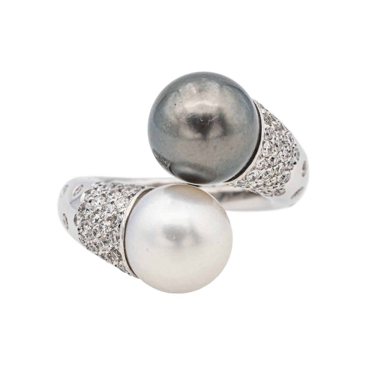 Bague Toi & moi en or blanc, perles et diamants - Castafiore