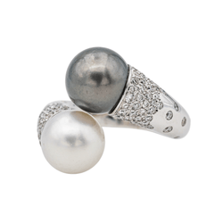 Bague Toi & moi en or blanc, perles et diamants - Castafiore