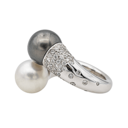 Bague Toi & moi en or blanc, perles et diamants - Castafiore