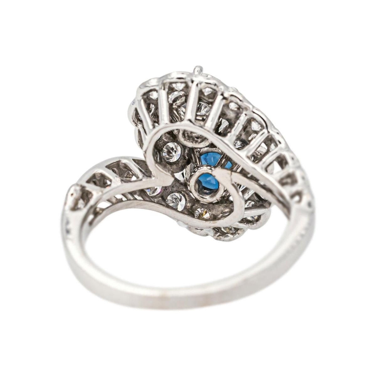 Bague Toi & Moi en or blanc, platine, saphir et diamants - Castafiore