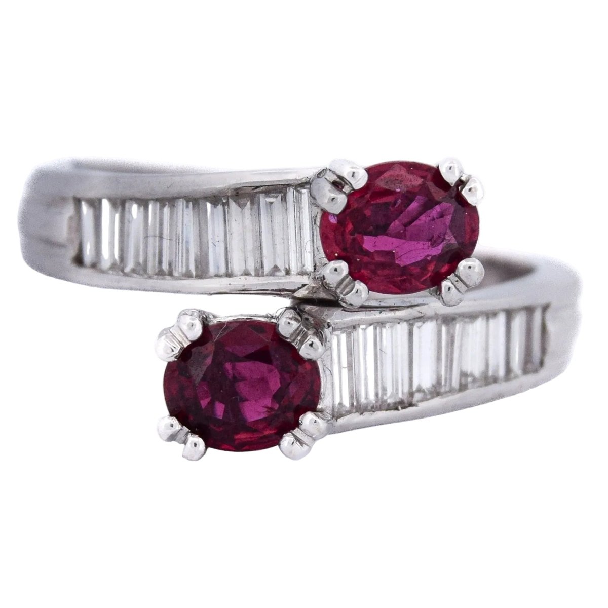 Bague Toi & Moi en or blanc, rubis et diamants - Castafiore