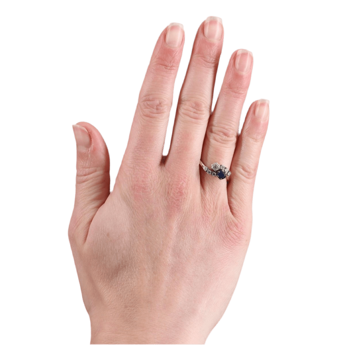 Bague Toi & Moi en or blanc, saphir et diamants - Castafiore