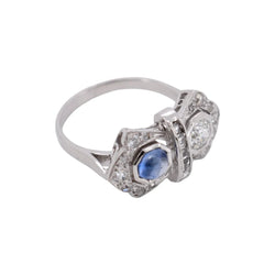 Bague Toi & Moi en or blanc, saphir et diamants - Castafiore