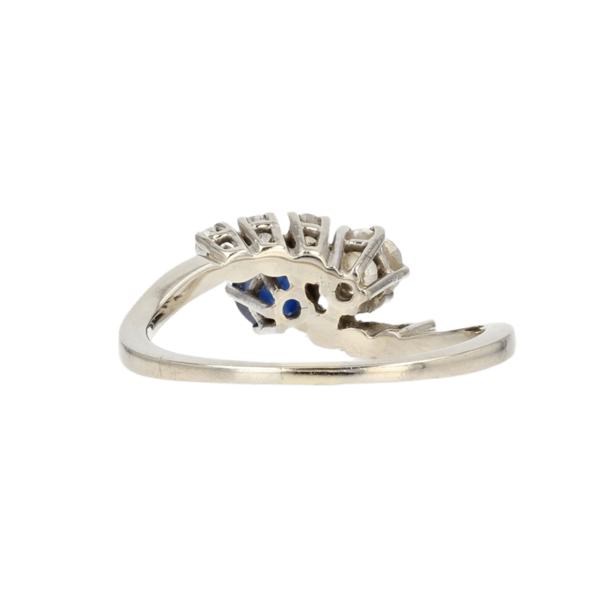 Bague Toi & Moi en or blanc, saphir et diamants - Castafiore