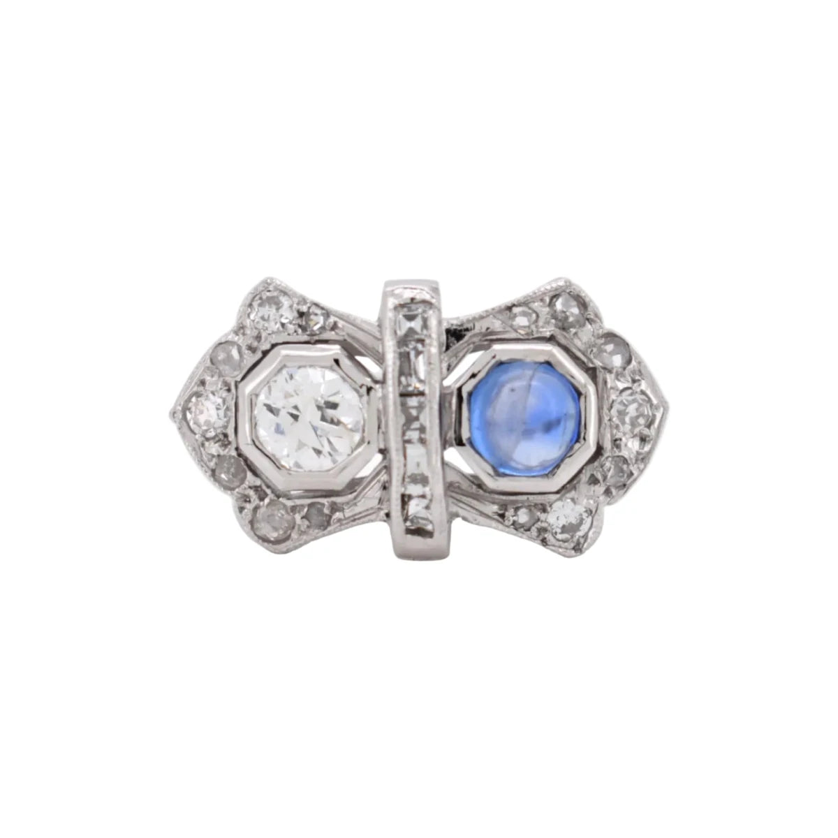 Bague Toi & Moi en or blanc, saphir et diamants - Castafiore