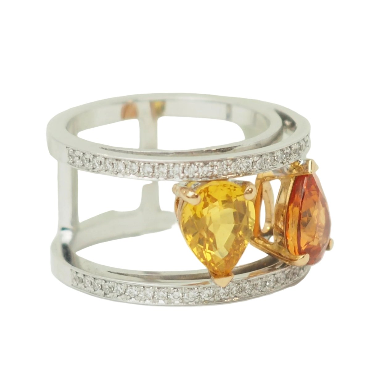 Bague Toi & Moi en or blanc, saphirs et diamants - Castafiore