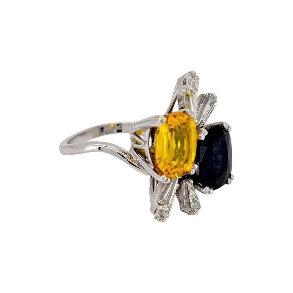 Bague Toi & Moi en or blanc, saphirs et diamants - Castafiore