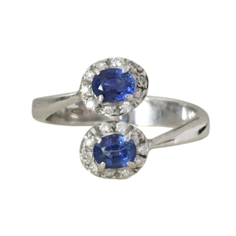 Bague Toi & Moi en or blanc, saphirs et diamants - Castafiore