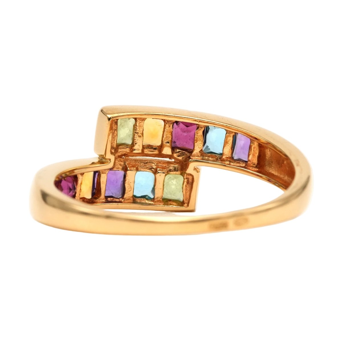 Bague Toi & Moi en or jaune, améthyste, citrine, grenat, péridot et topaze - Castafiore